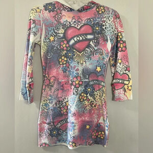 Justice Hooded Long Sleeve Pink Purple and Blue Light Sweatshirt